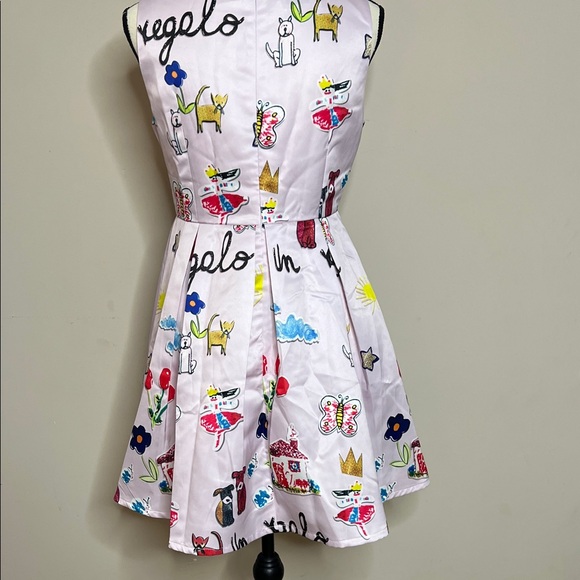 Whimsical Pink Midi Dress with Playful Prints - Picture 8 of 16